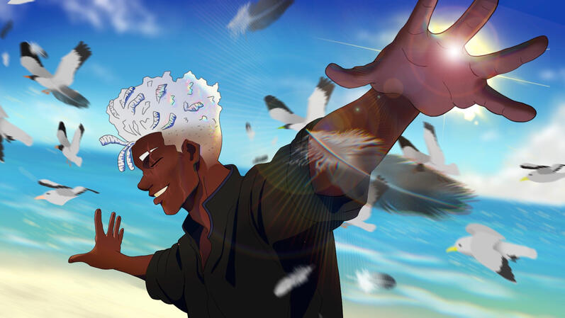 Corvin Frolicking at the Beach